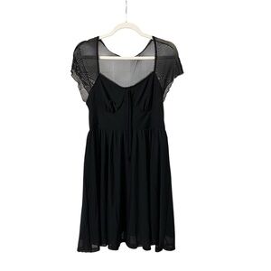 Shein black mesh sweetheart neck witchy goth Stevie Nicks style edgy dress Large